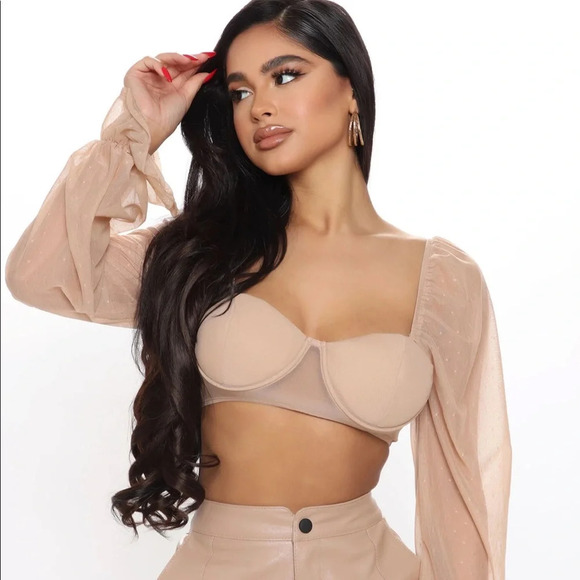 Fashion Nova Tops - Fashion Nova Make the Night Last Taupe Set XS